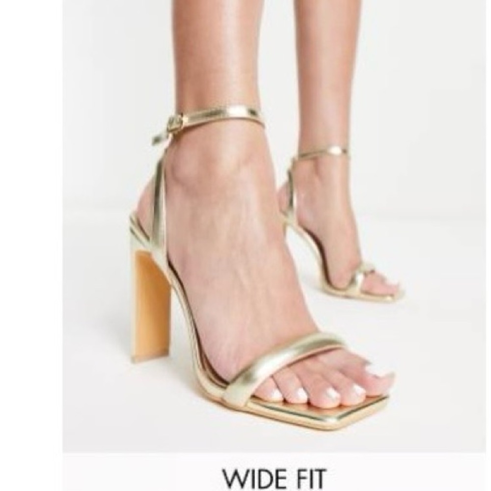 ASOS Gold Wide Fit Strappy Heels